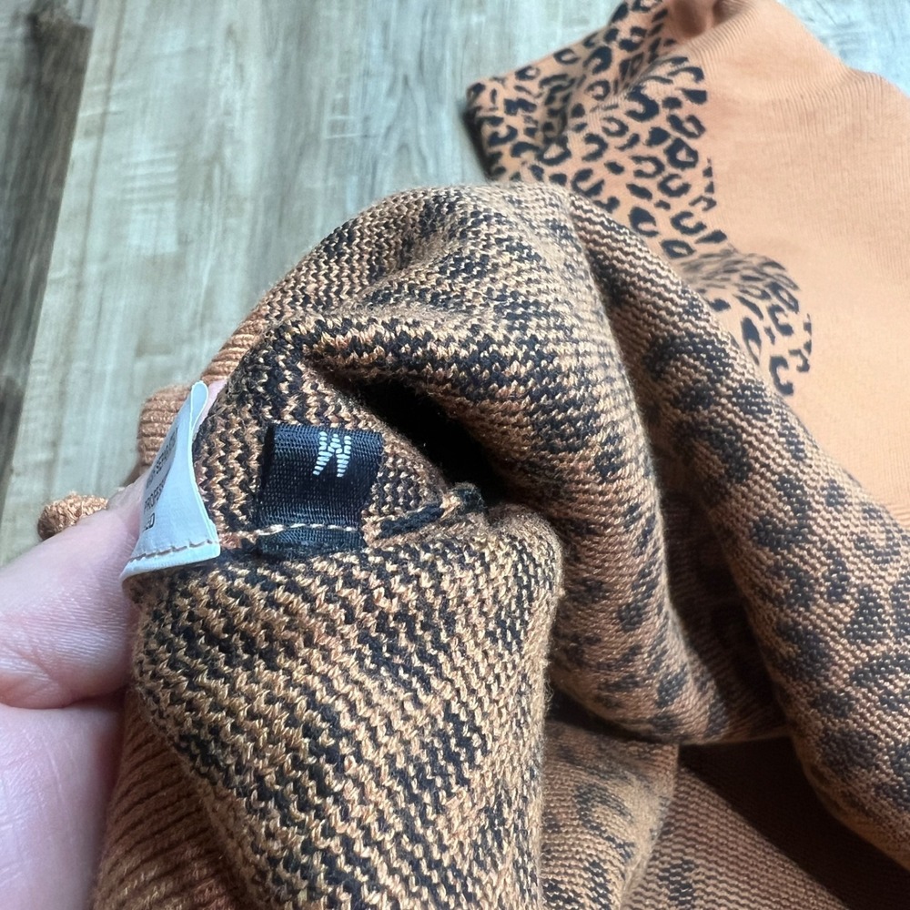 Women's Leopard Print Mock Neck Sweater Tan Brown Soft Knit Pullover Cozy‎ Fall - Picture 12 of 12